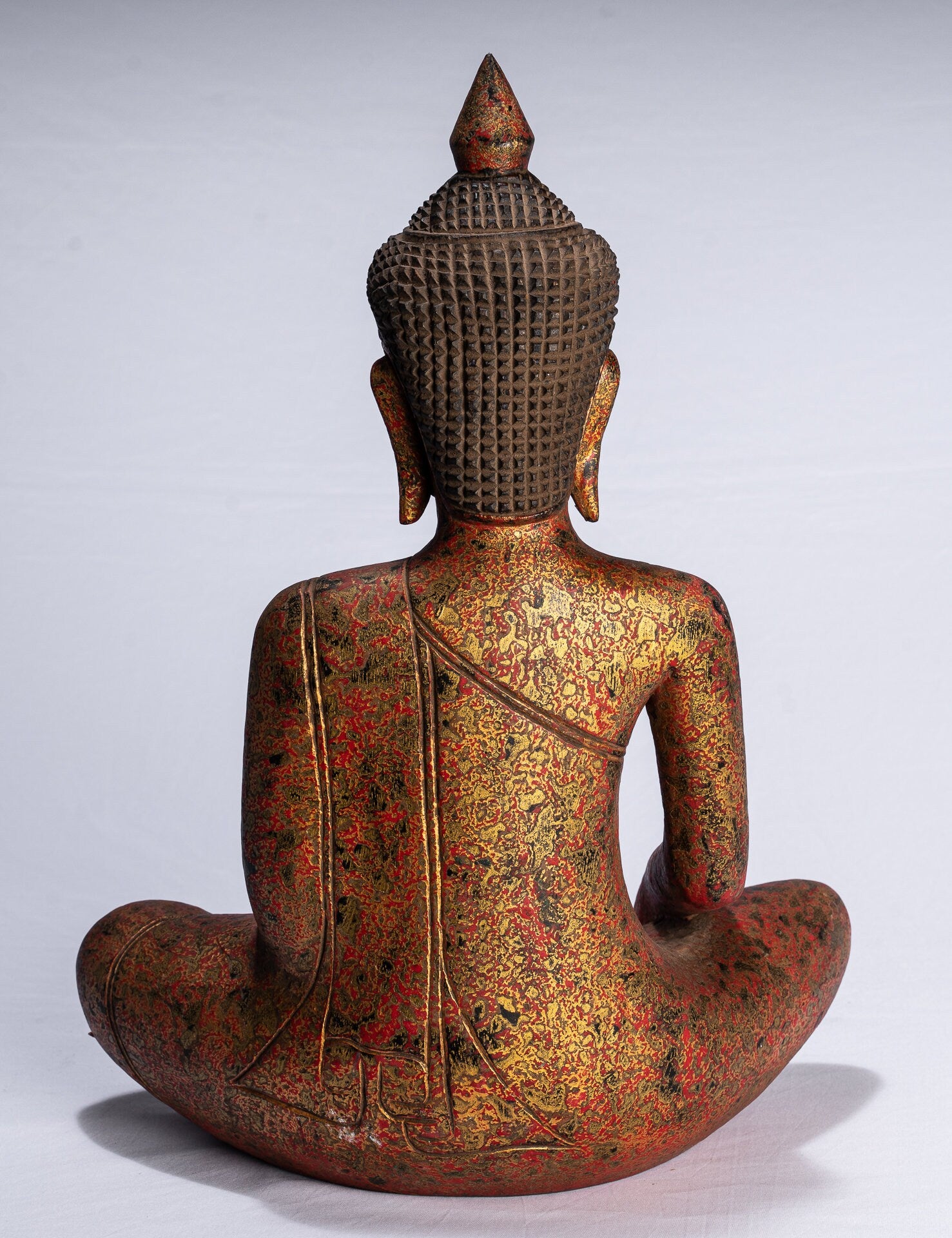 Estatua de Buda - Estatua de Buda de Buda de Madera Estilo de Madre ANTIGUO DE ASIA - 45cm/18 "