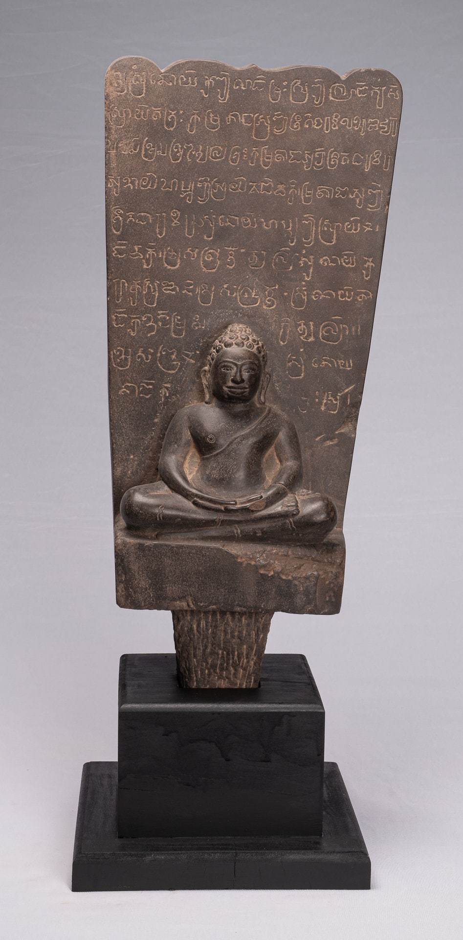 Statue Buddha - Antique Khmer Style Stele Meditazione seduta Statua Buddha - 69 cm/28 "