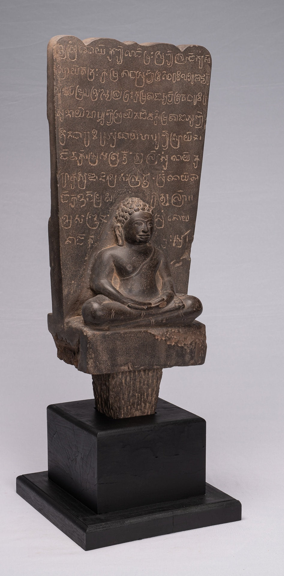 Statue Buddha - Antique Khmer Style Stele Meditazione seduta Statua Buddha - 69 cm/28 "