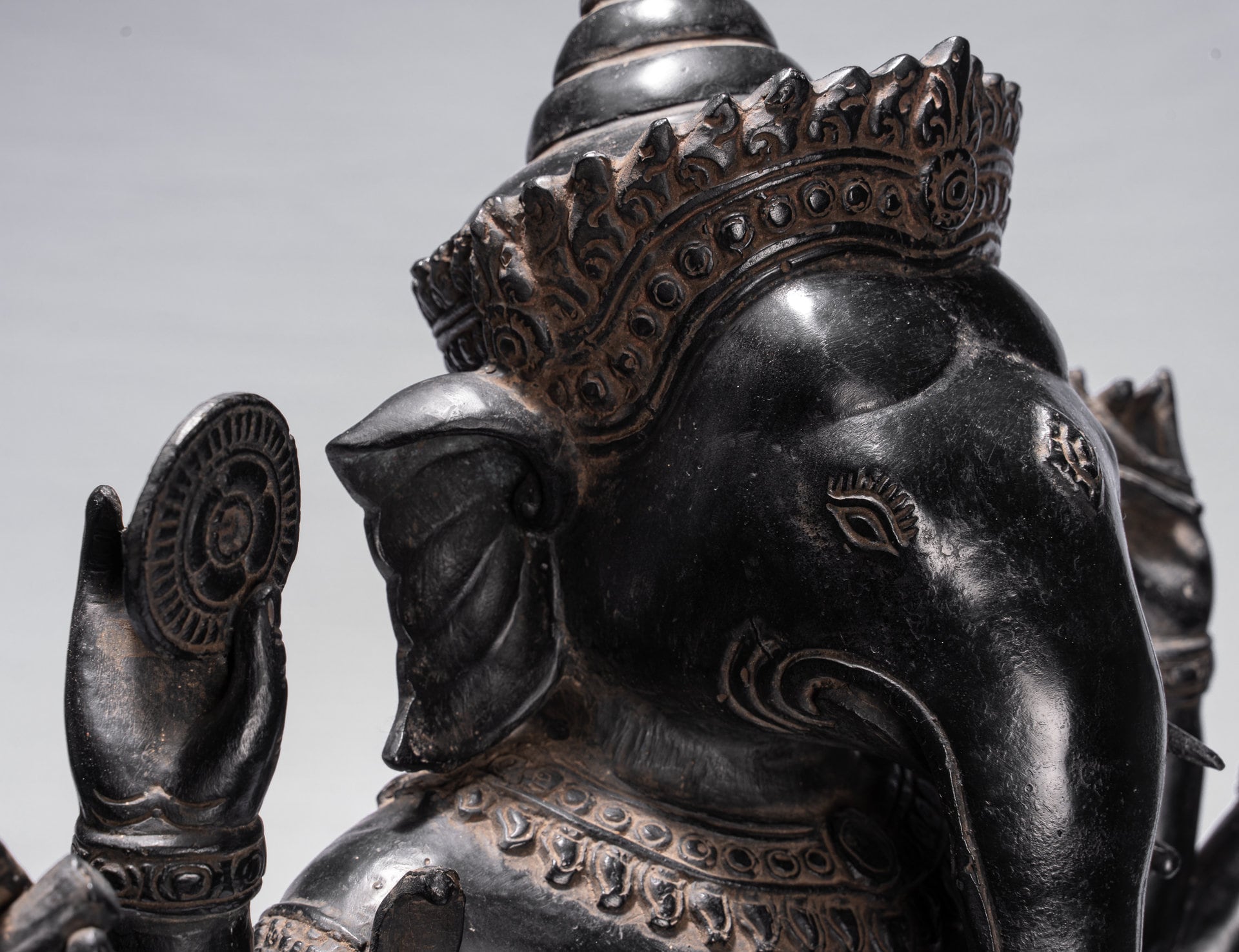 Estatua de Ganesha - Estatua de bronce de bronce de estilo jemer antiguo y yoni - 84 cm/34 "