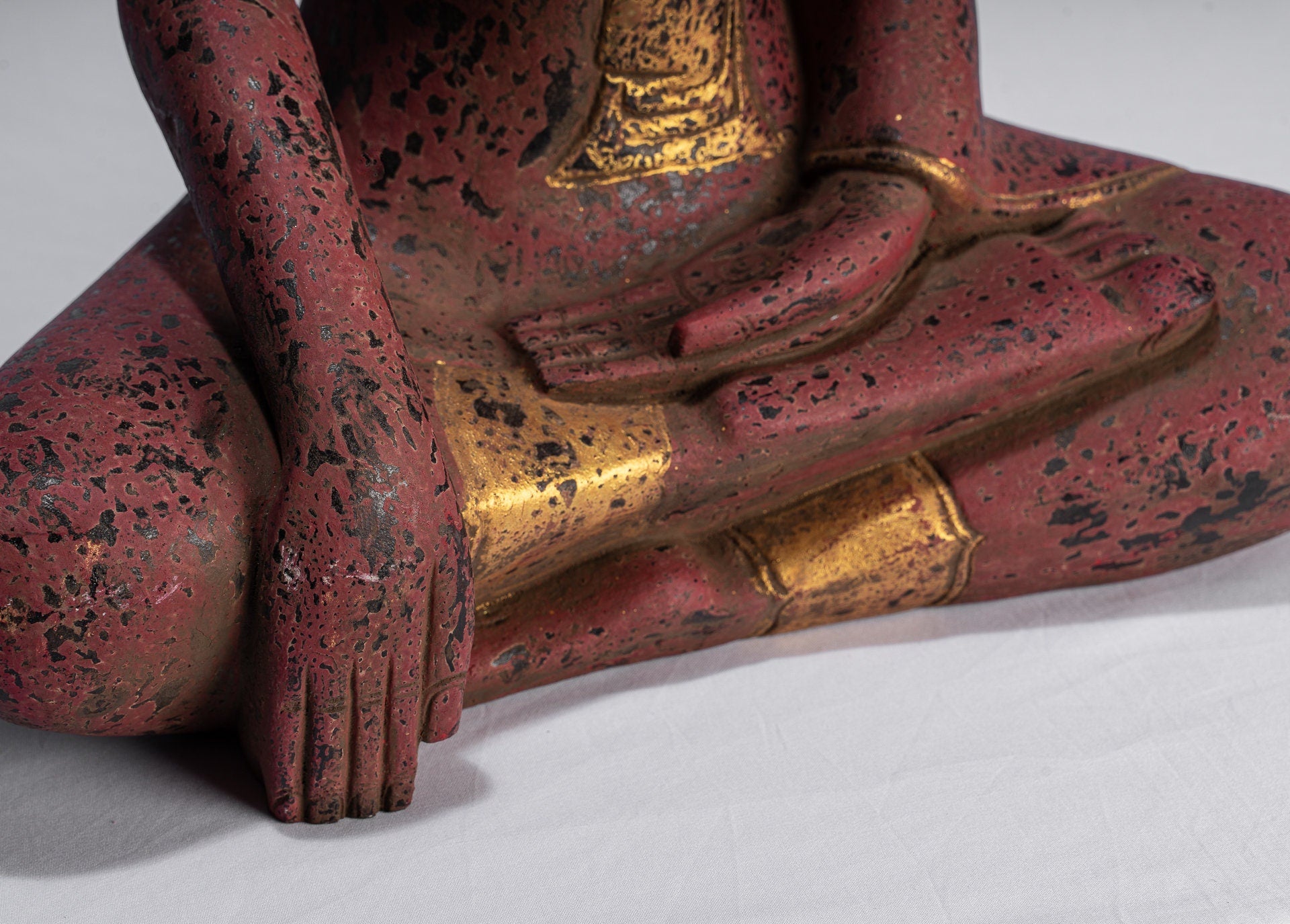 Buddha Statue, Antike Khmer Stil SE Asien Sitzende Holz Aufklärung Buddha Statue, 52cm/21"