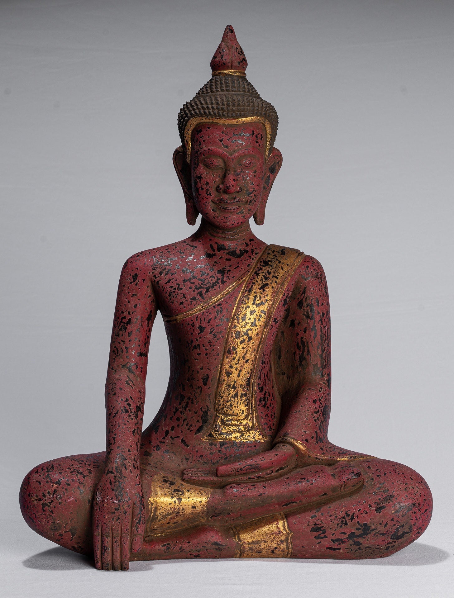 Buddha Statue, Antike Khmer Stil SE Asien Sitzende Holz Aufklärung Buddha Statue, 52cm/21"