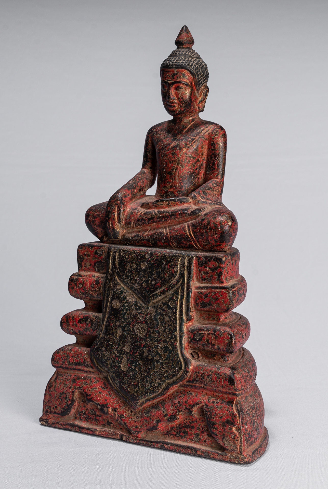 Buddha - Antique Khmer Style SE ASIA ILLUCIMENTO BUDDHA STATUE - 35 cm/14 "