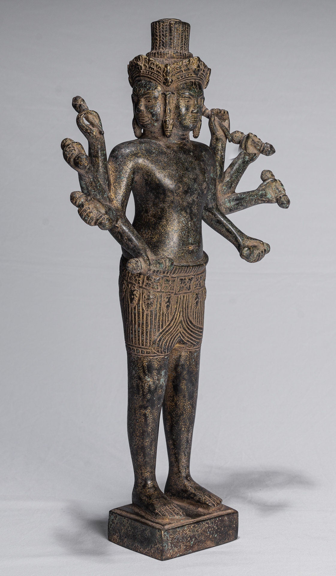 Statua Brahma - Antique Khmer Style Koh Ker in piedi Bronzo Brahma - Creazione di Dio indù - 49 cm/20 "