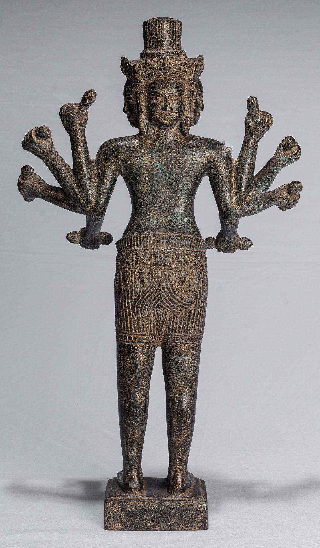 Statua Brahma - Antique Khmer Style Koh Ker in piedi Bronzo Brahma - Creazione di Dio indù - 49 cm/20 "