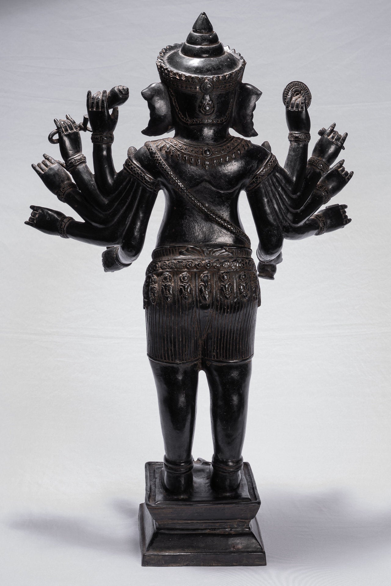 Estatua de Ganesha - Estatua de bronce de bronce de estilo jemer antiguo y yoni - 84 cm/34 "