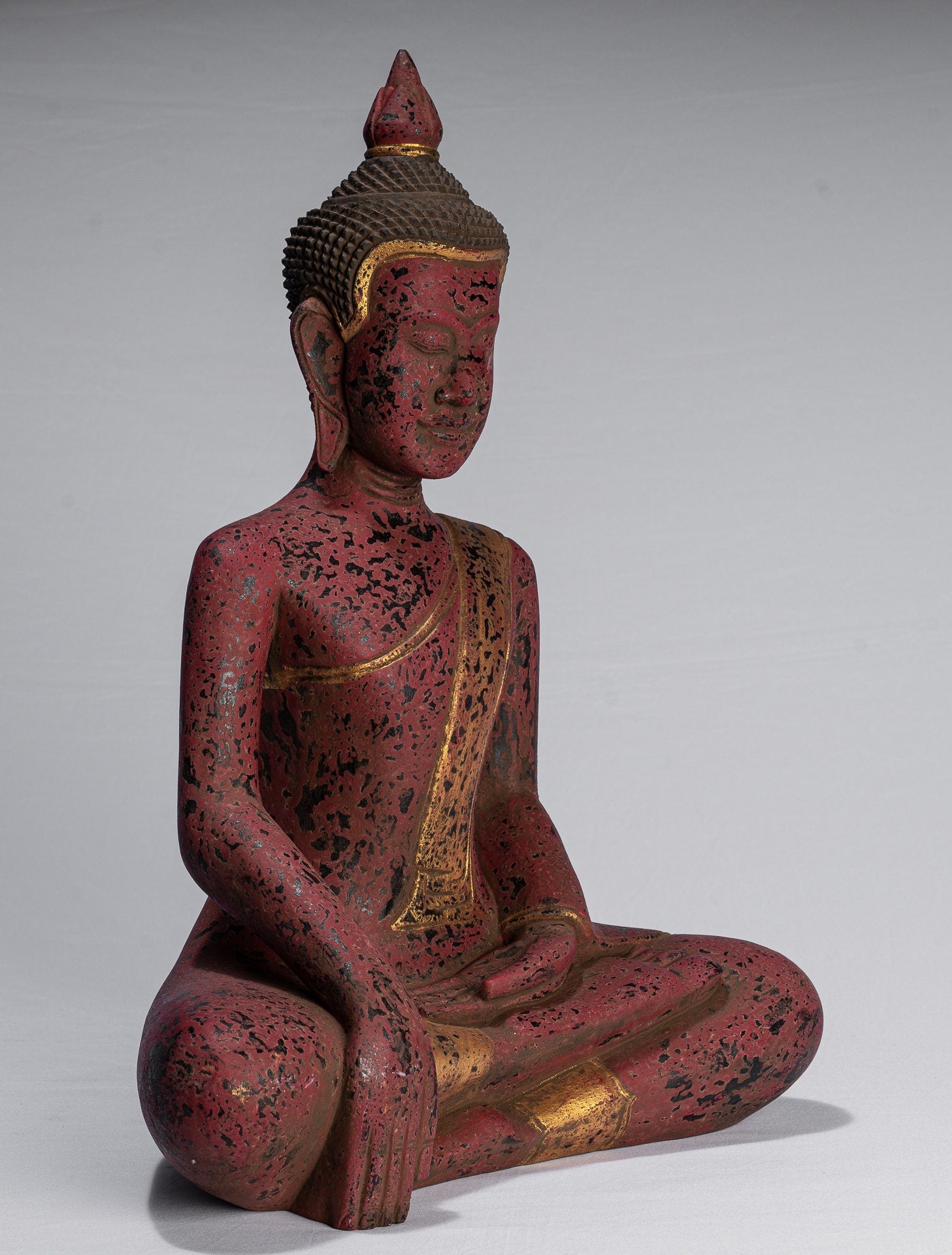 Buddha Statue, Antike Khmer Stil SE Asien Sitzende Holz Aufklärung Buddha Statue, 52cm/21"