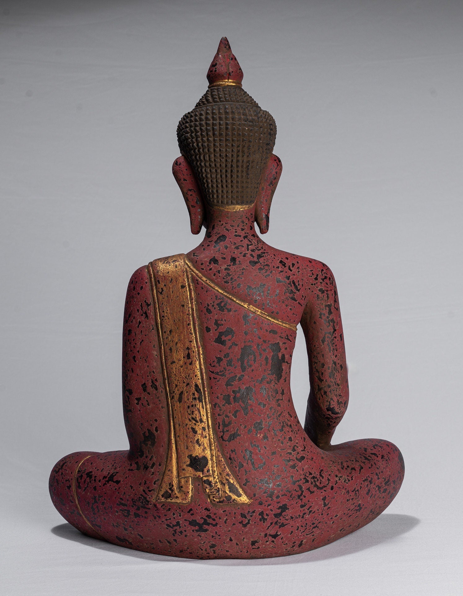 Buddha Statue, Antike Khmer Stil SE Asien Sitzende Holz Aufklärung Buddha Statue, 52cm/21"