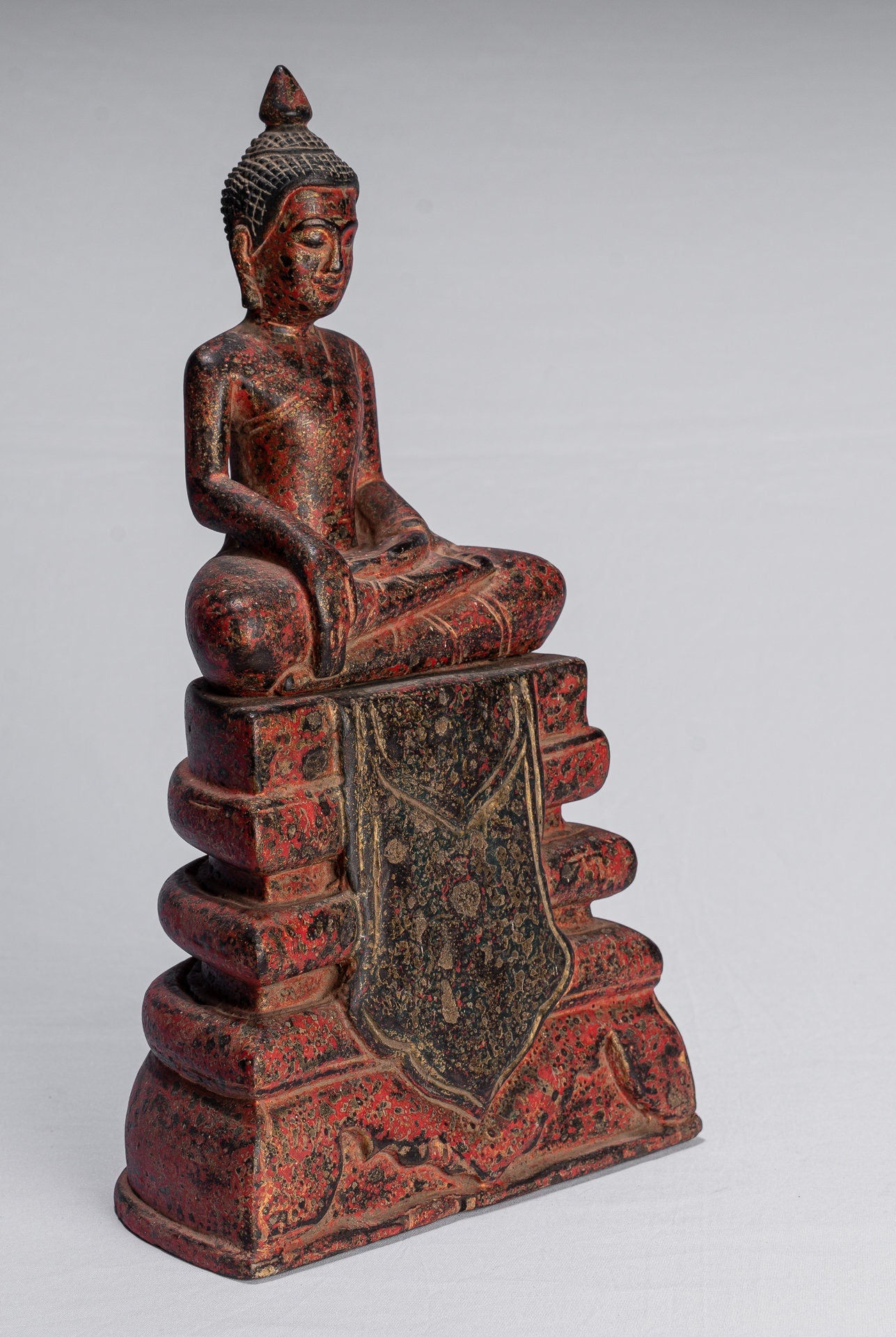 Buddha - Antique Khmer Style SE ASIA ILLUCIMENTO BUDDHA STATUE - 35 cm/14 "