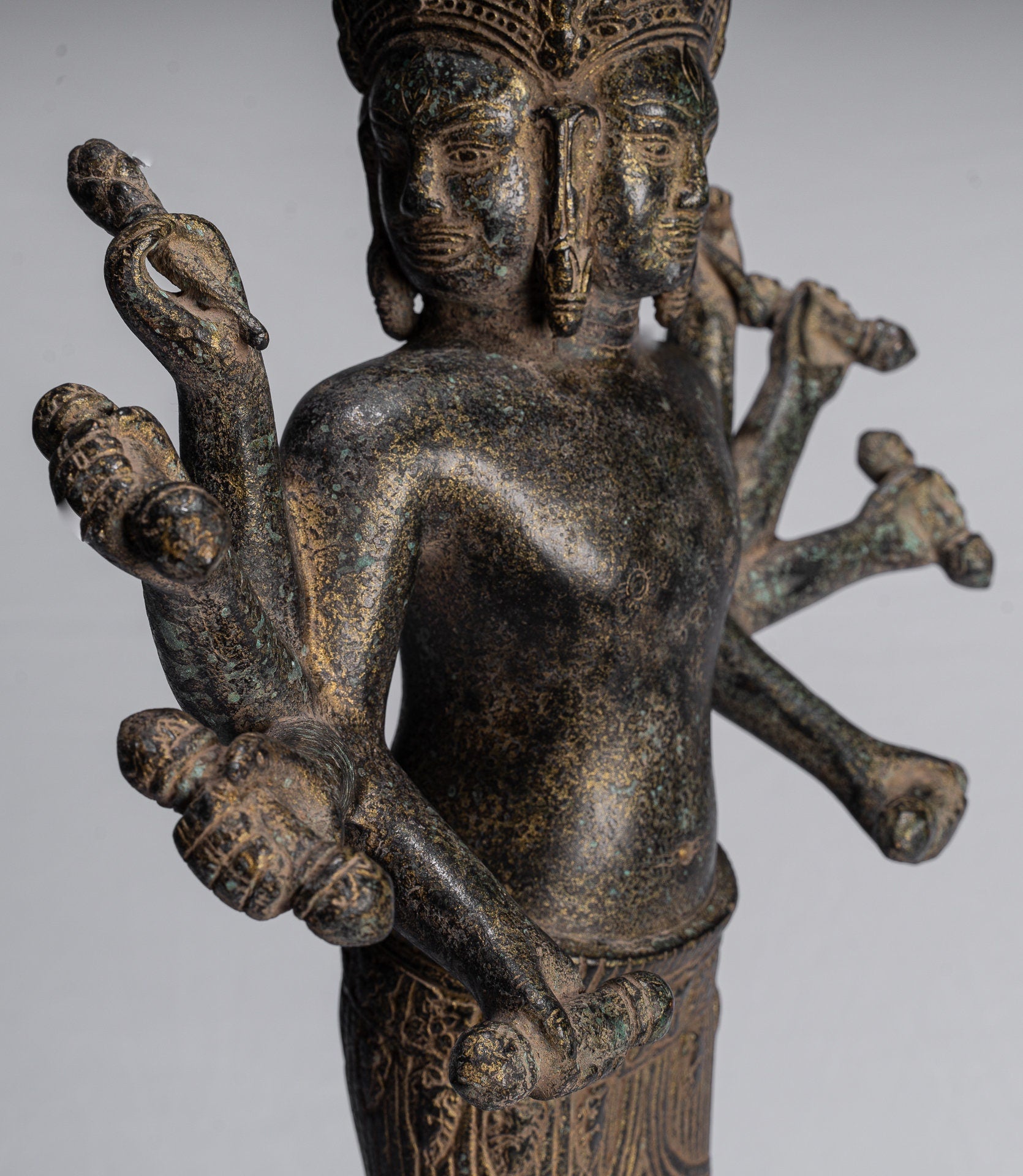 Statua Brahma - Antique Khmer Style Koh Ker in piedi Bronzo Brahma - Creazione di Dio indù - 49 cm/20 "